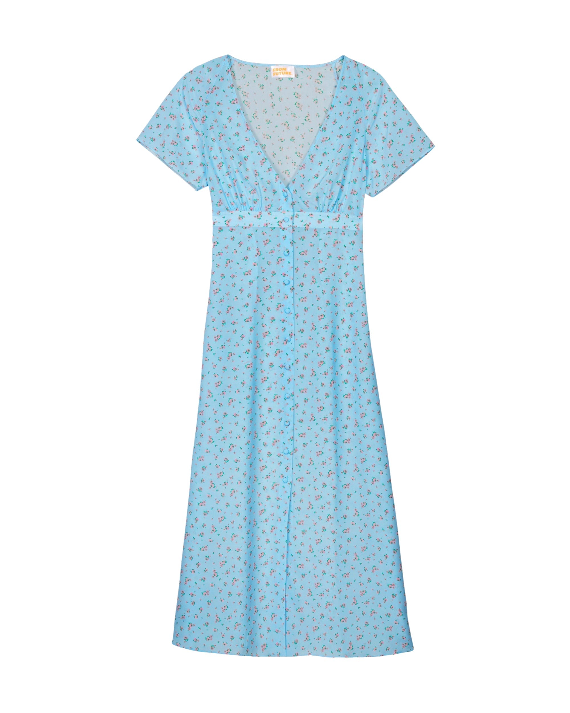 Robe longue Colette en soie - Blue Mini Rose