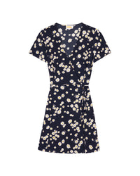 Robe courte Charlie en soie - Navy Daisy
