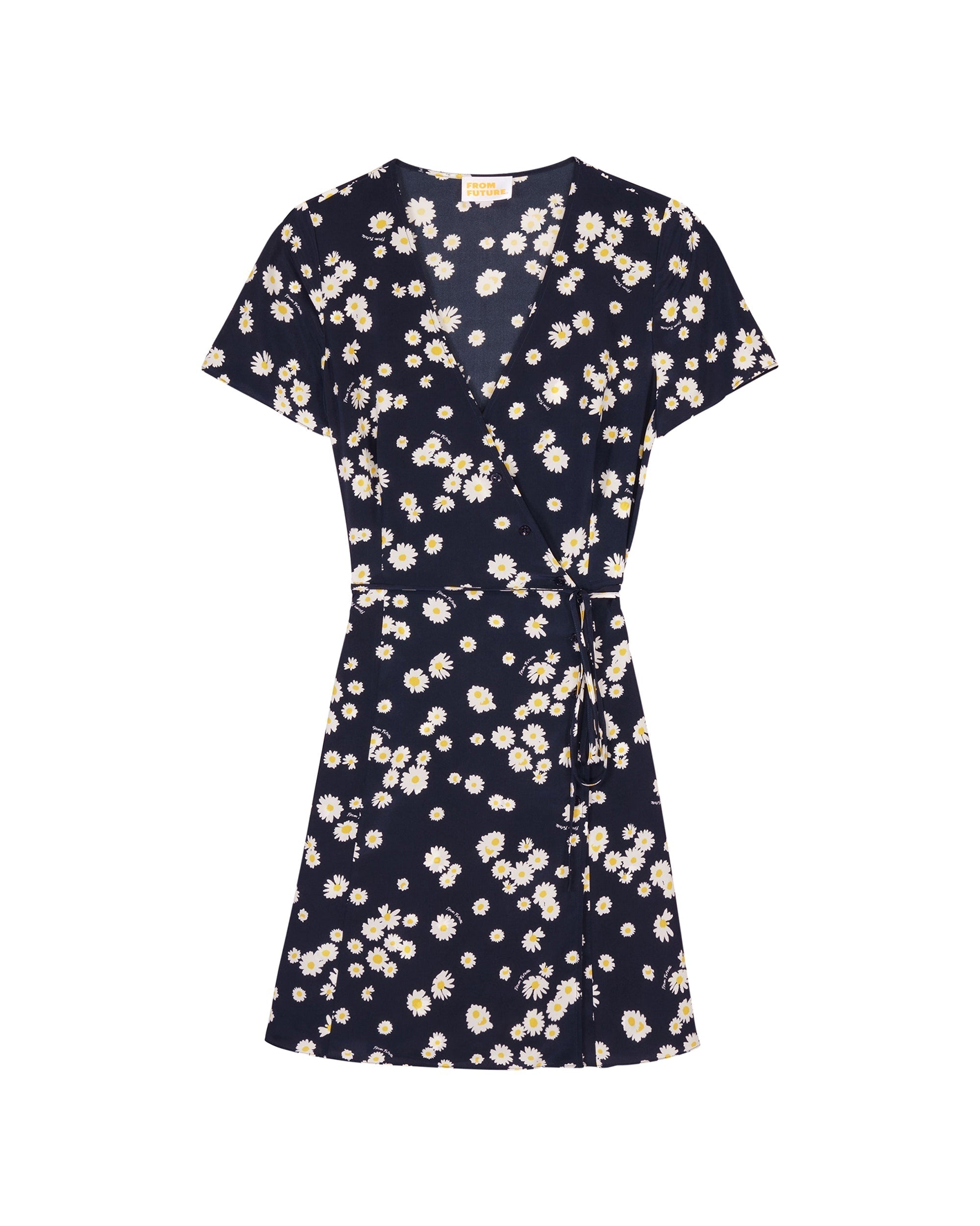 Robe courte Charlie en soie - Navy Daisy