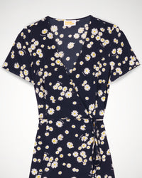 Robe courte Charlie en soie - Navy Daisy
