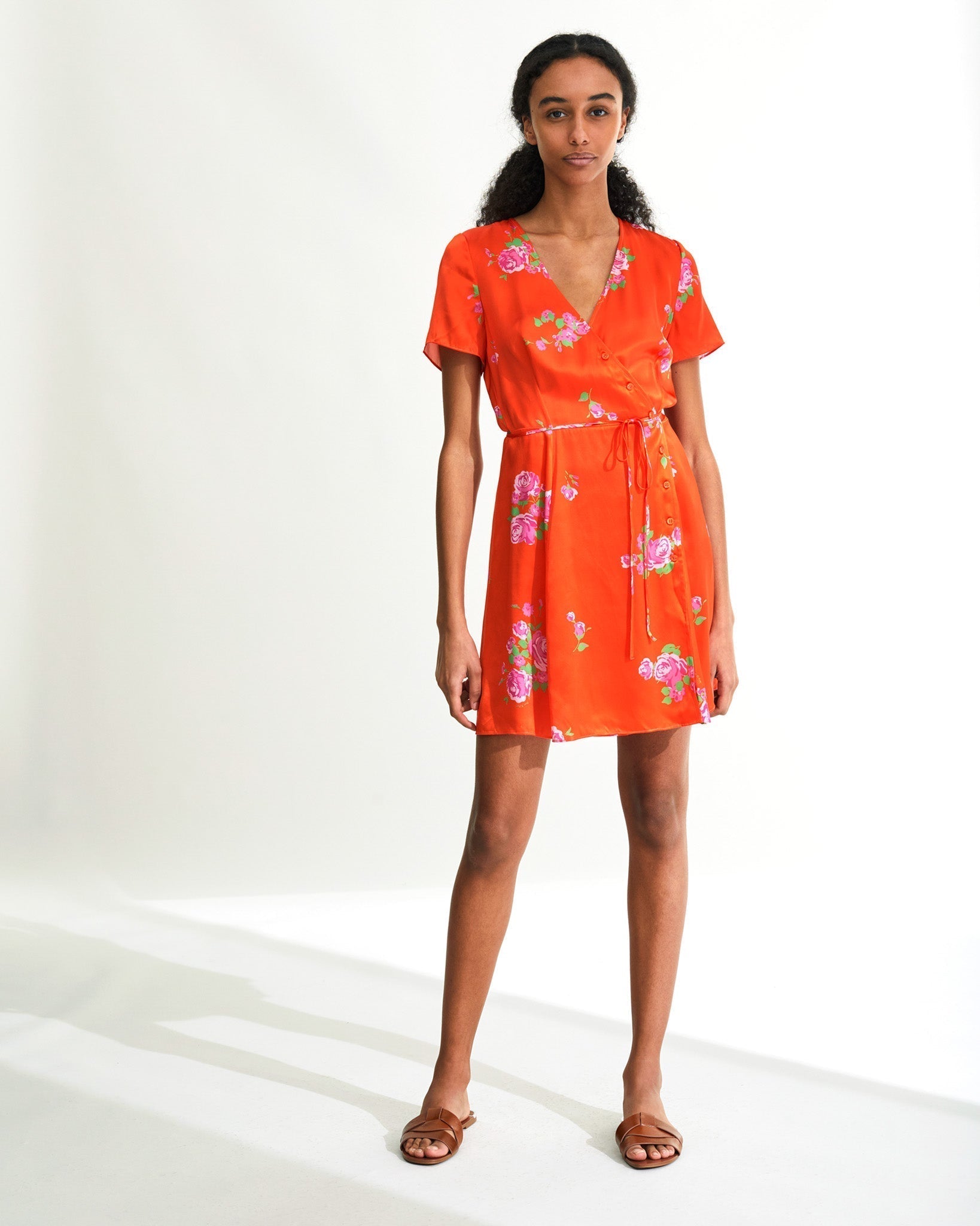 Robe courte Charlie en soie - Pink Maxi Bouquet
