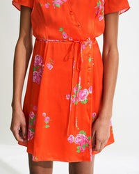 Robe courte Charlie en soie - Pink Maxi Bouquet
