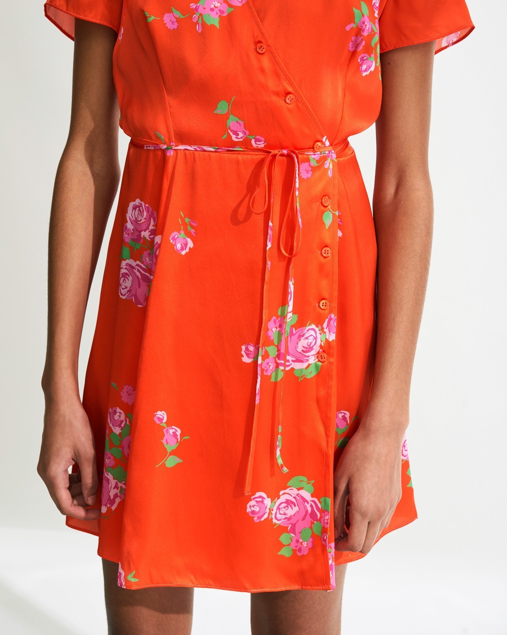 Robe courte Charlie en soie - Pink Maxi Bouquet
