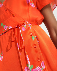 Robe courte Charlie en soie - Pink Maxi Bouquet