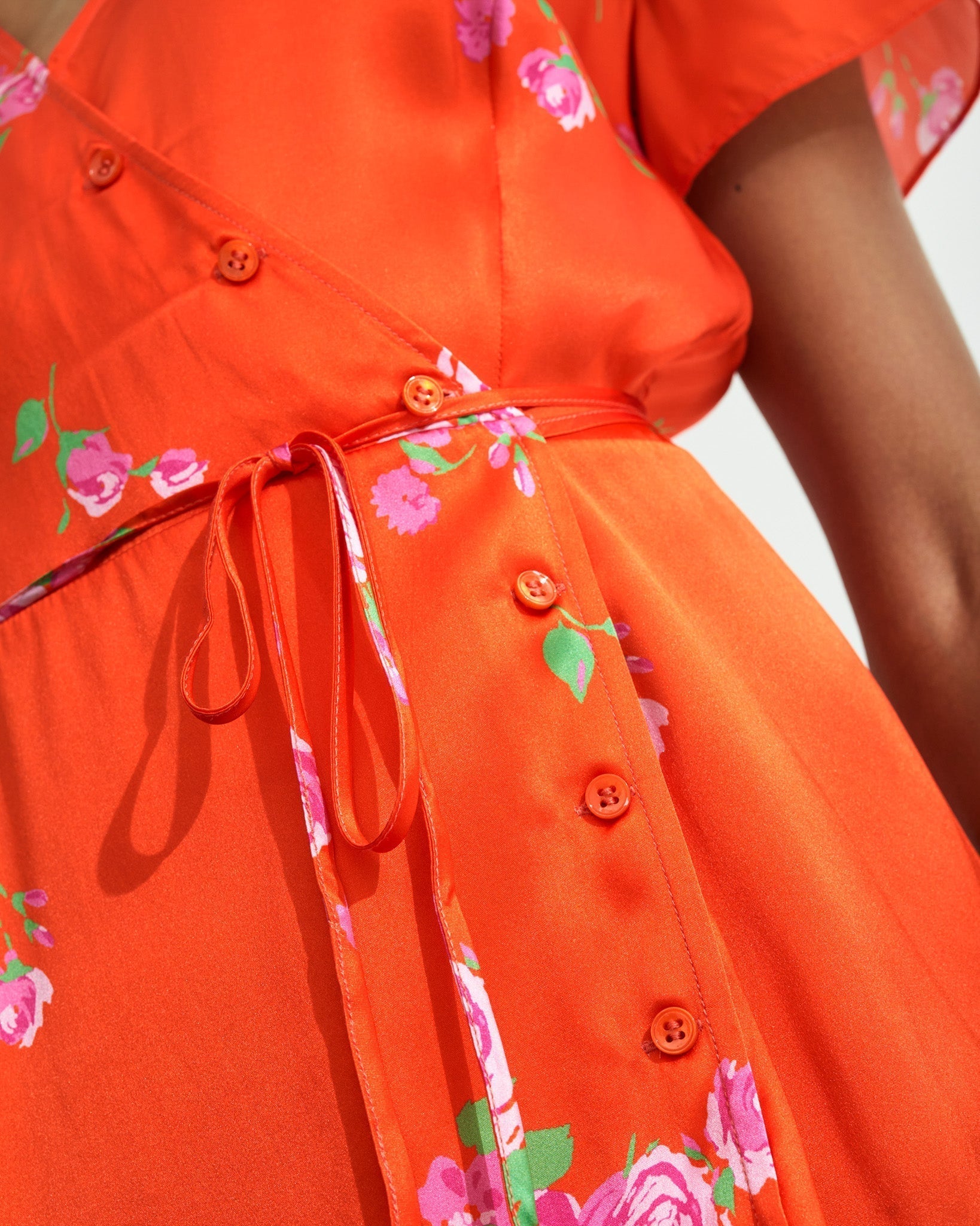 Robe courte Charlie en soie - Pink Maxi Bouquet