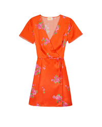 Robe courte Charlie en soie - Pink Maxi Bouquet