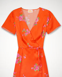 Robe courte Charlie en soie - Pink Maxi Bouquet
