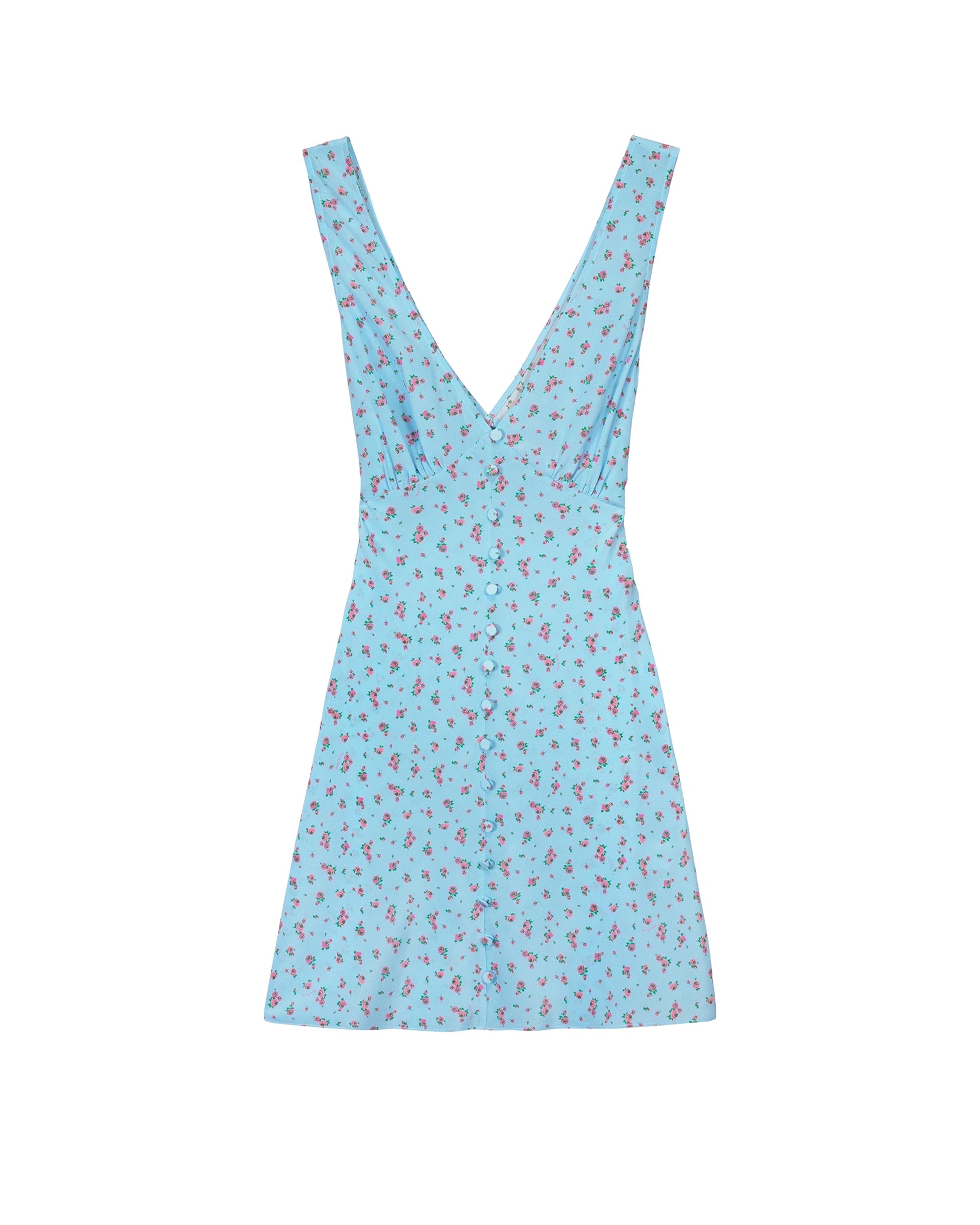 Robe courte Bonnie en soie - Blue Mini Rose