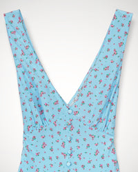 Robe courte Bonnie en soie - Blue Mini Rose