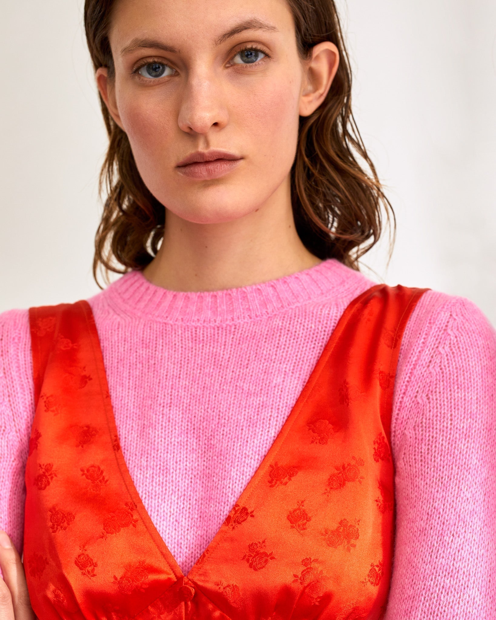 Robe courte Bonnie en soie - Jacquard Orange