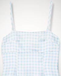 Robe courte Billie en soie - Blue Vichy