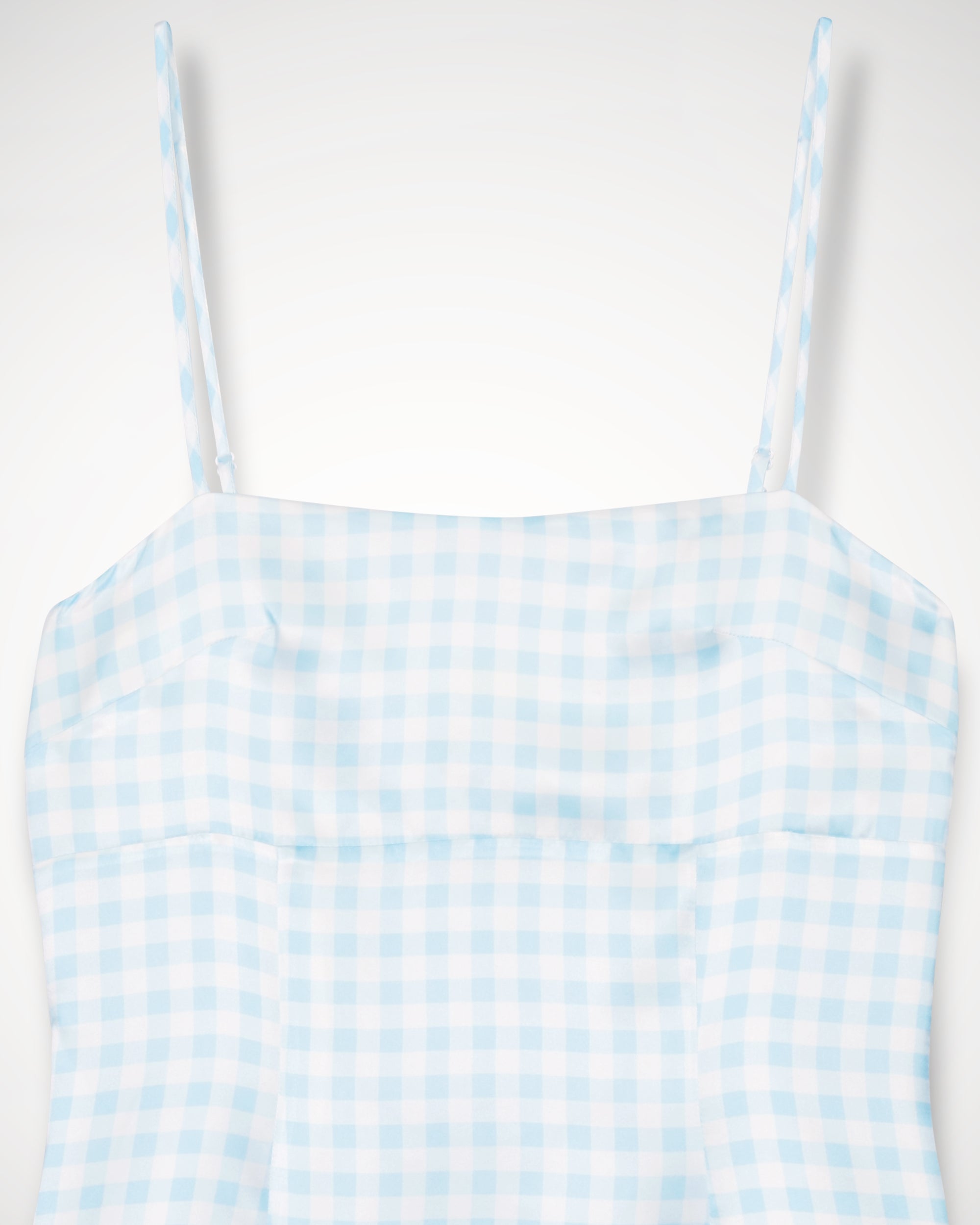 Robe courte Billie en soie - Blue Vichy