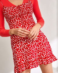 Robe courte Georgie en soie - Red Heart