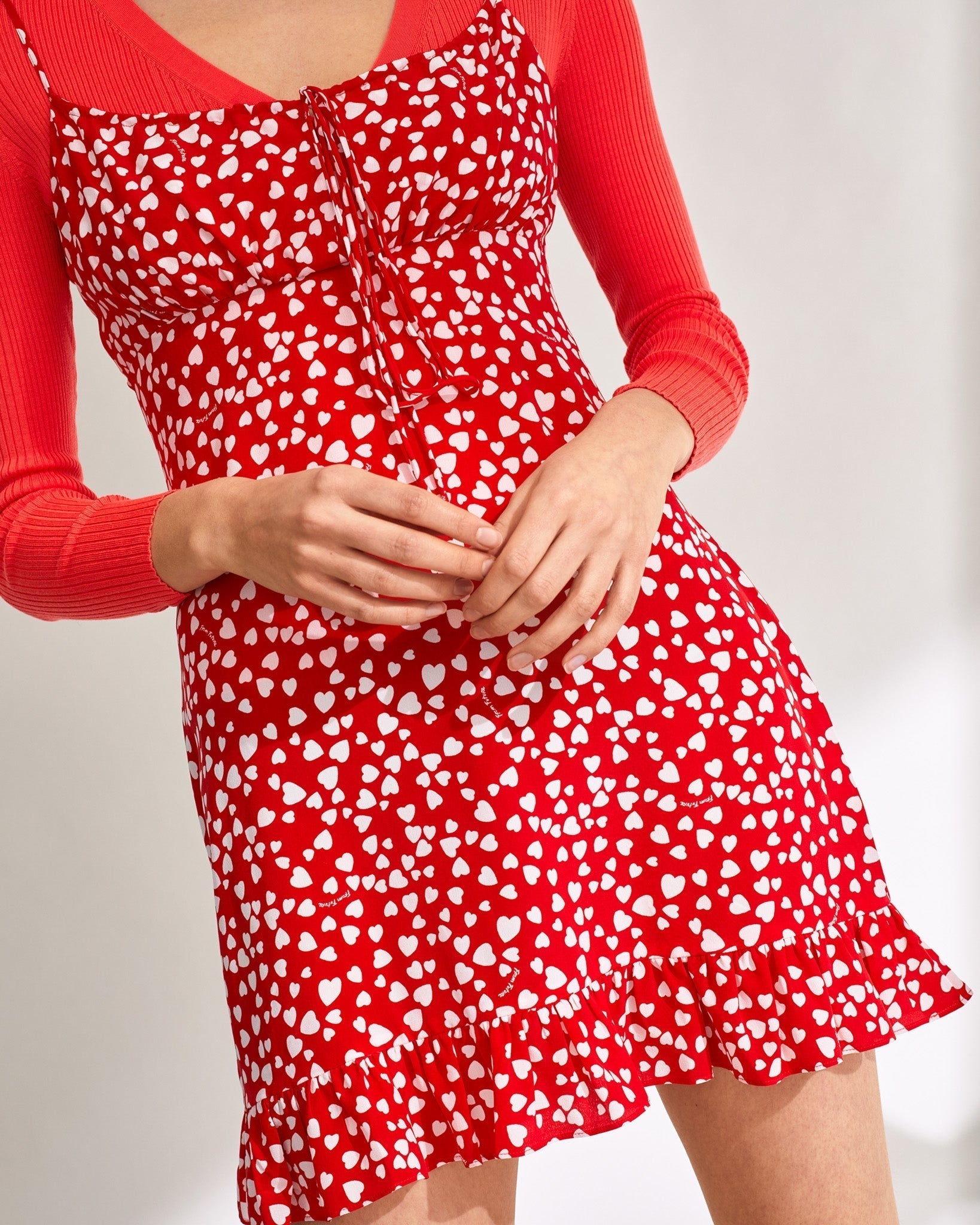 Robe courte Georgie en soie - Red Heart
