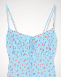 Robe courte Georgie en soie - Blue Mini Rose