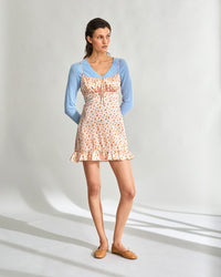 Robe courte Georgie en soie - Peach Mini Rose