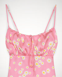 Robe courte Georgie en soie - Pink Daisy