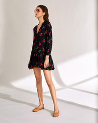 Robe courte Andrea en soie - Black Cherry