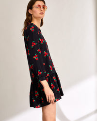 Robe courte Andrea en soie - Black Cherry
