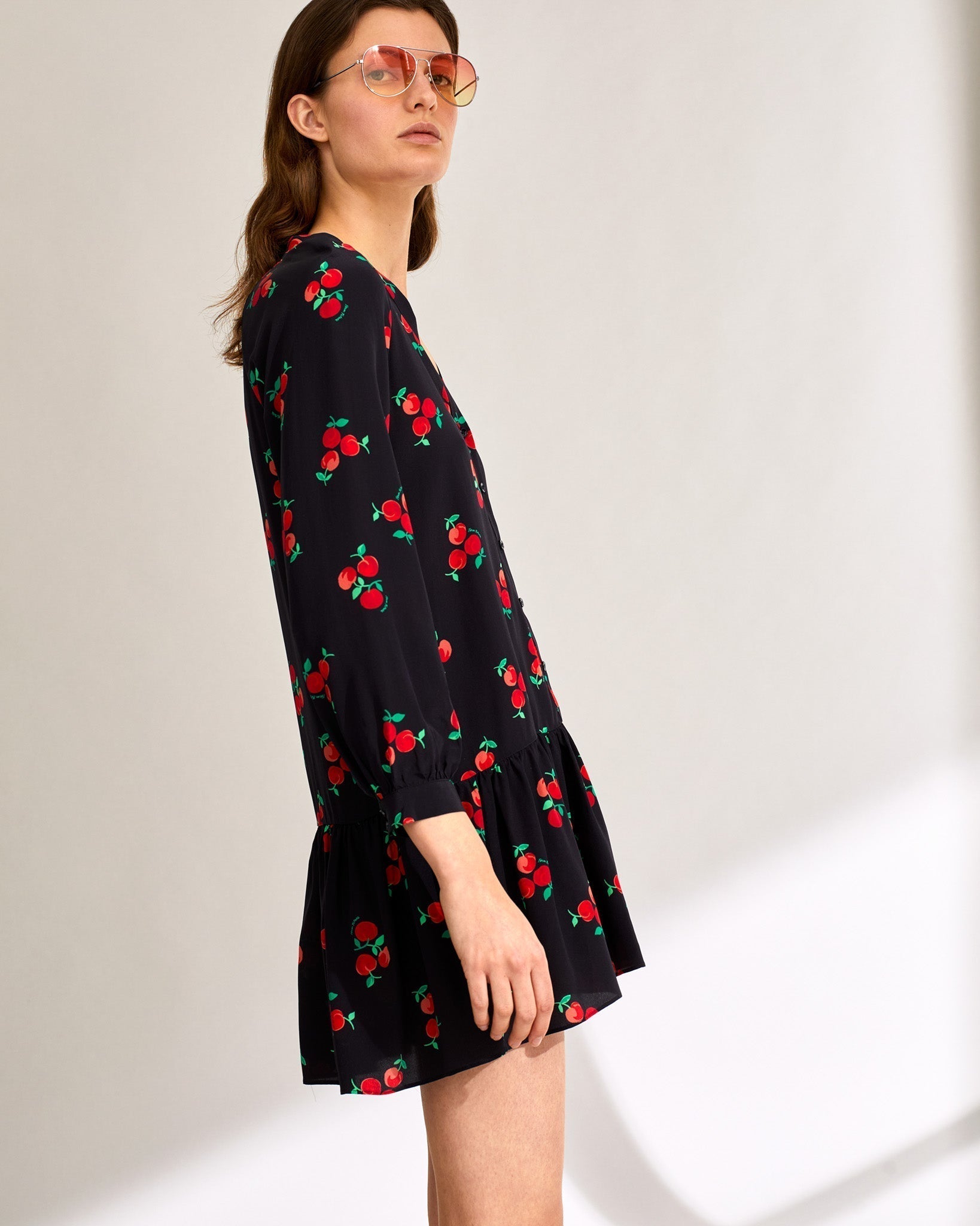 Robe courte Andrea en soie - Black Cherry