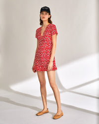 Robe courte Claudia en soie - Red Heart