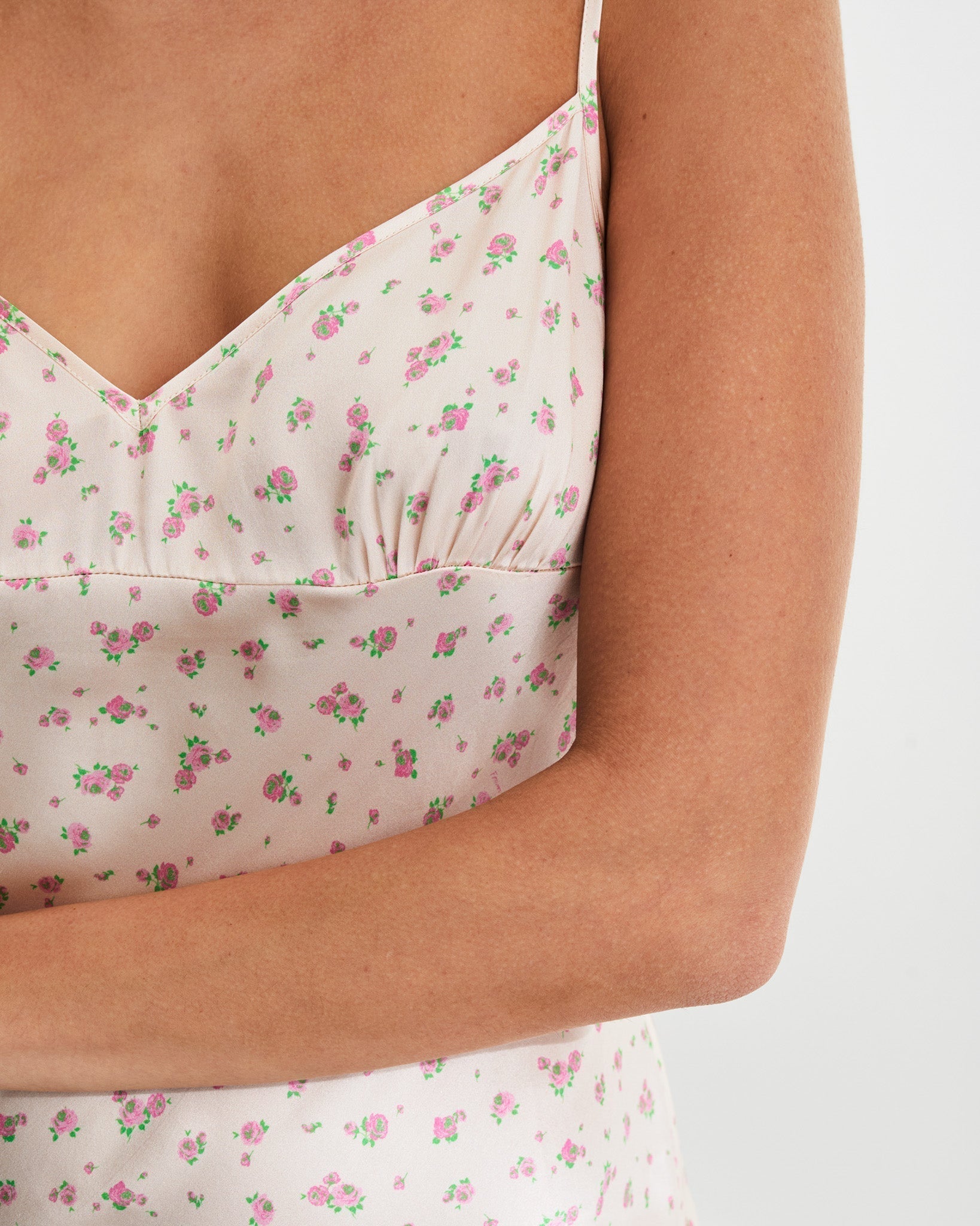 Robe courte Rosie en soie - Pink Mini Rose