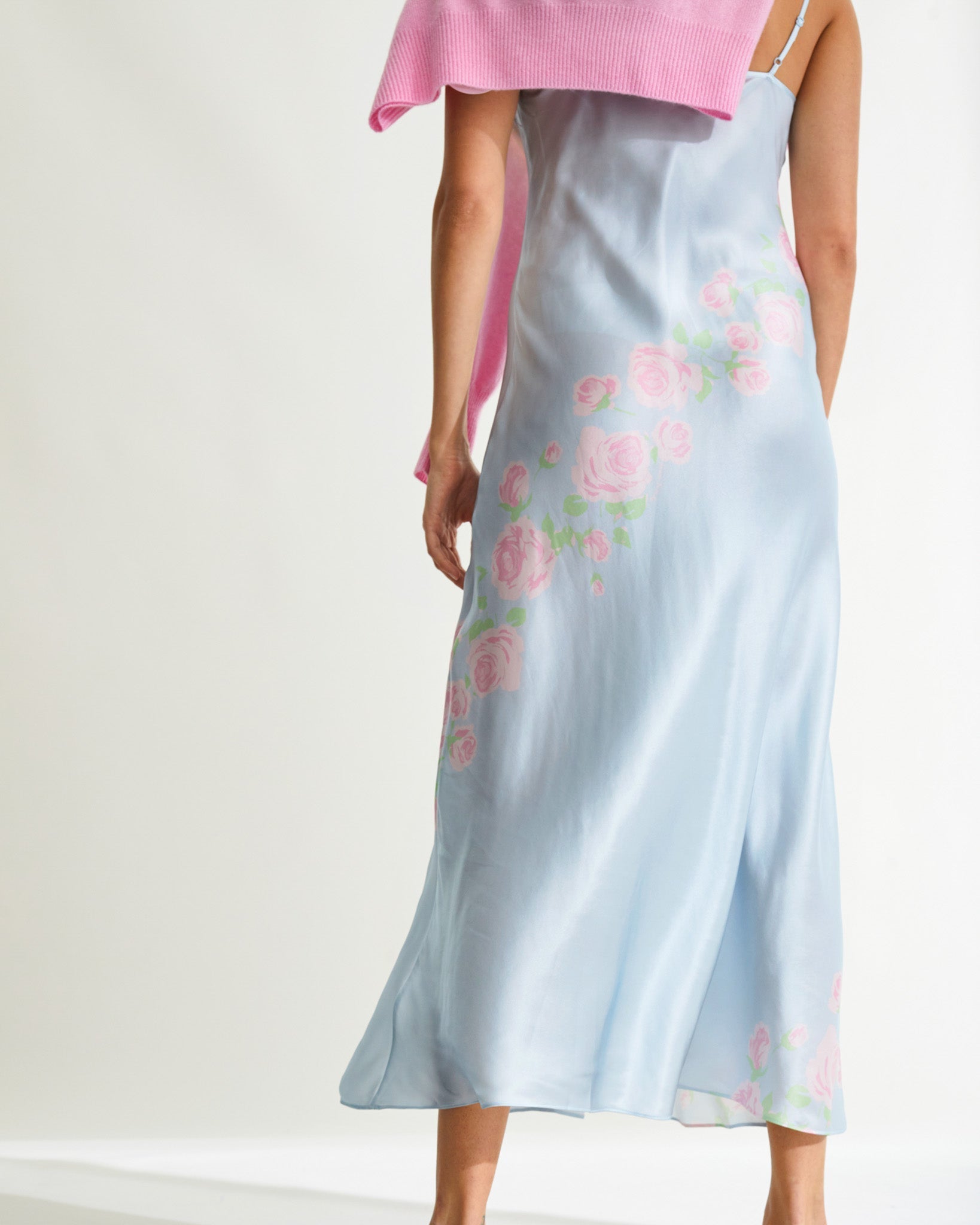Robe longue Gisèle en soie - Oblique Rose