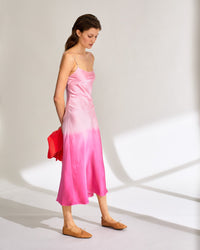Robe longue Gisèle en soie - Pink Tie & Dye