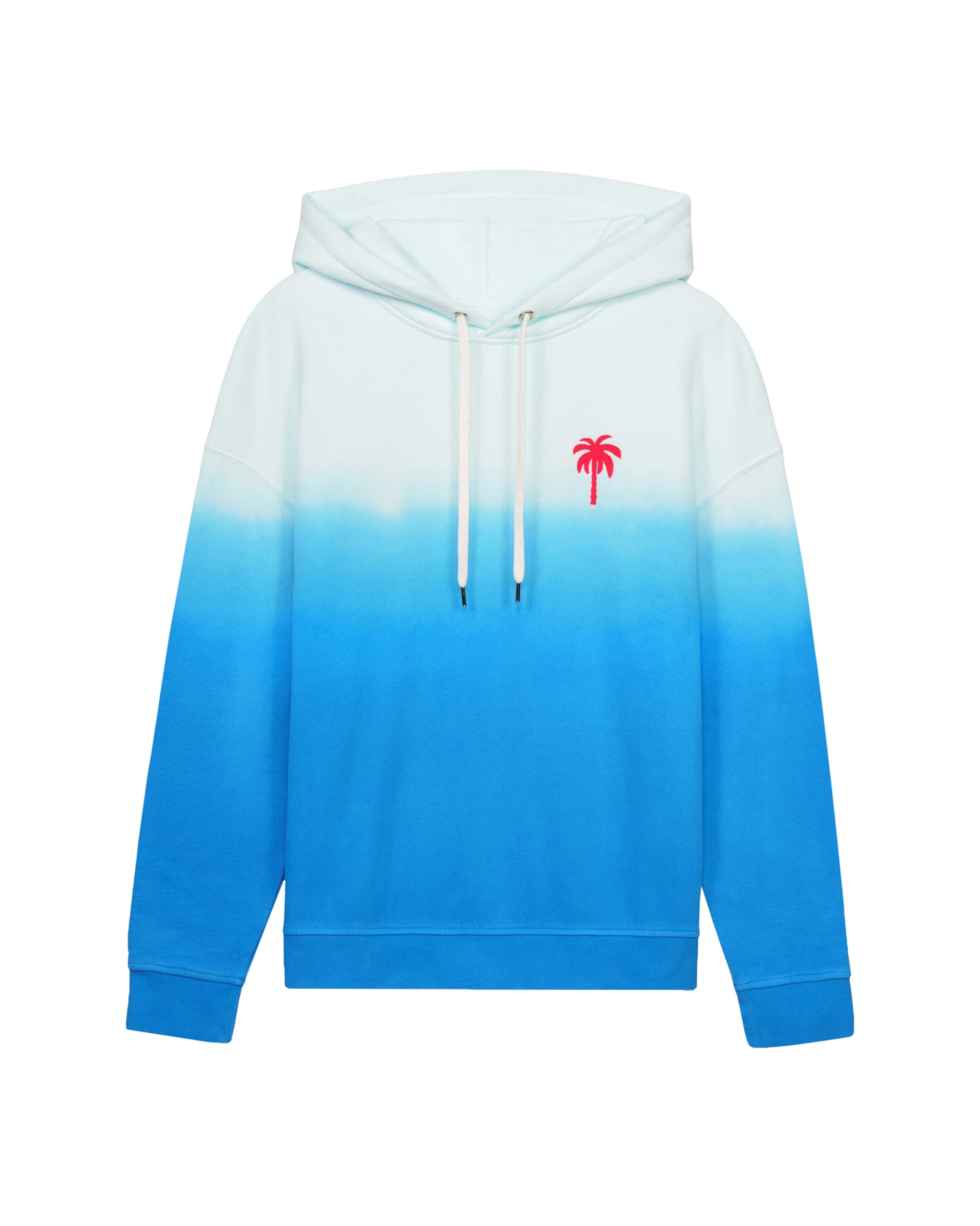 Hoodie dip dye à broderie palmier - Blue Tie & Dye
