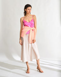 Caraco Elia en soie - Satin Pink
