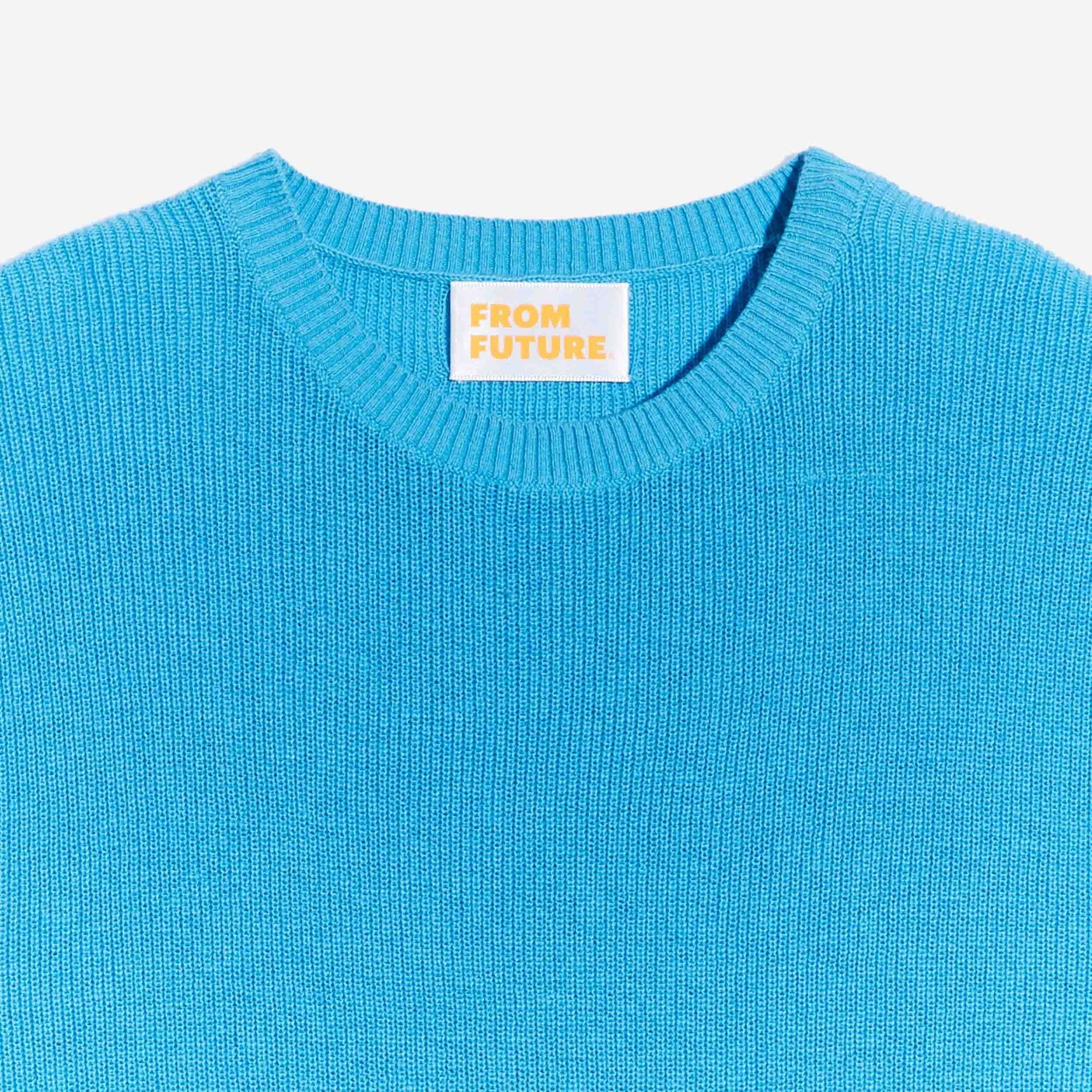 Pull à col rond et maille perlée - Beach Blue