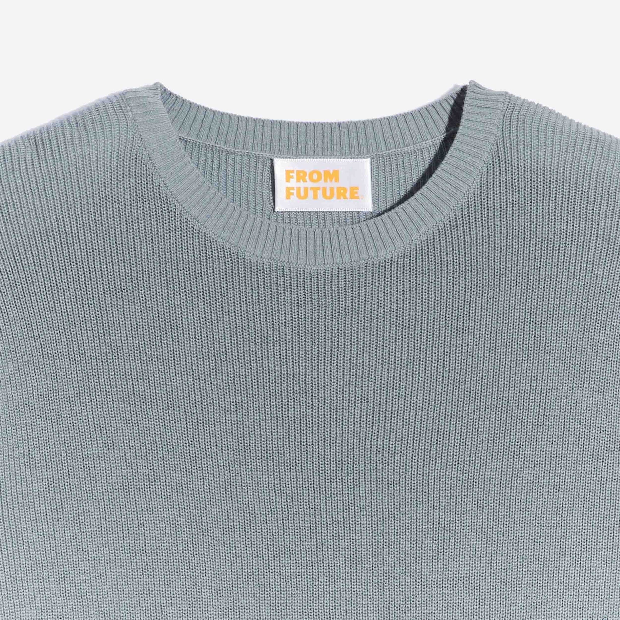 Pull à col rond et maille perlée - Cloud Blue
