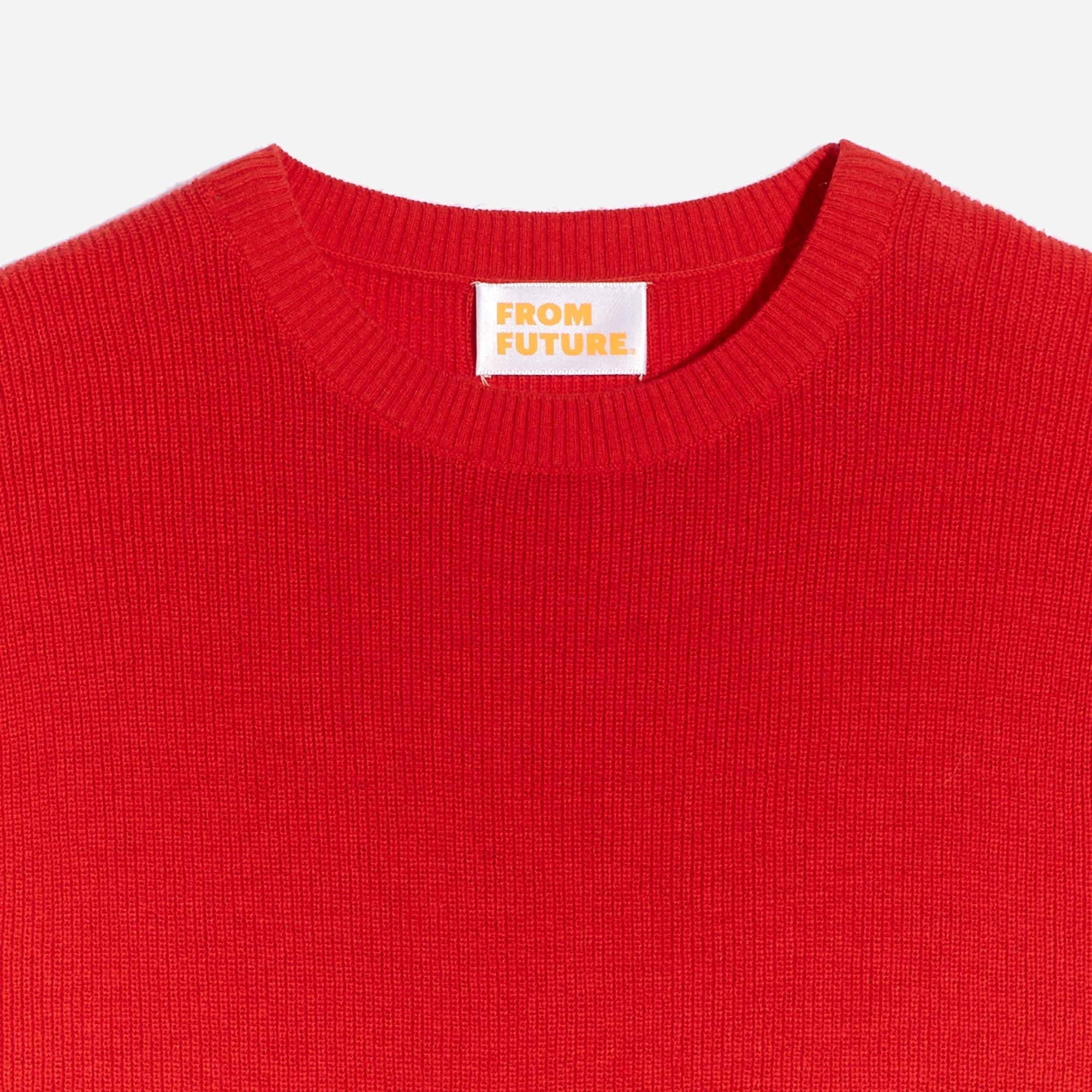 Pull à col rond et maille perlée - Coral Pink