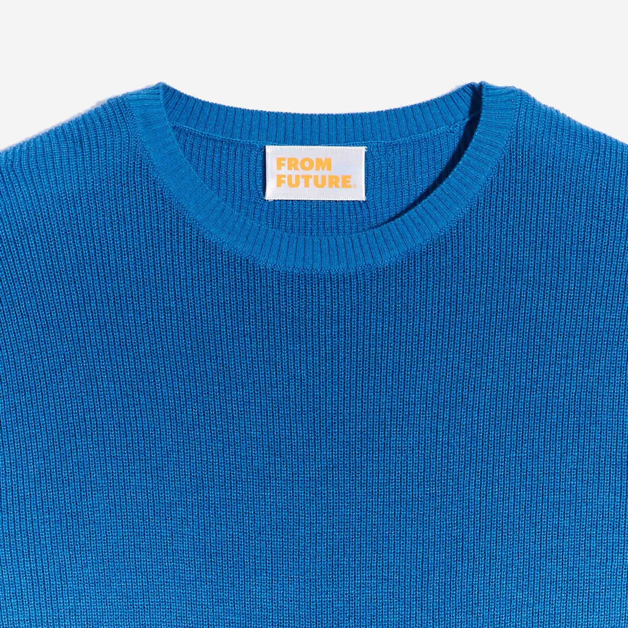 Pull à col rond et maille perlée - Denim Blue