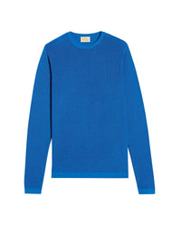 Pull à col rond et maille perlée - Denim Blue