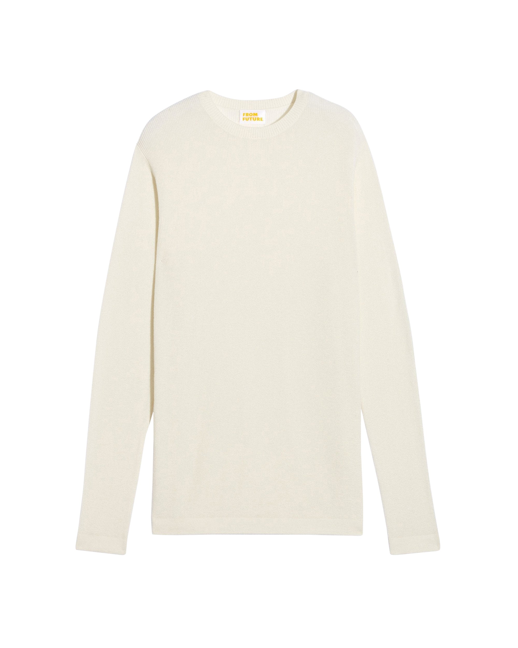 Pull à col rond et maille perlée - Ecru