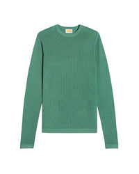 Pull à col rond et maille perlée - Frozen Green