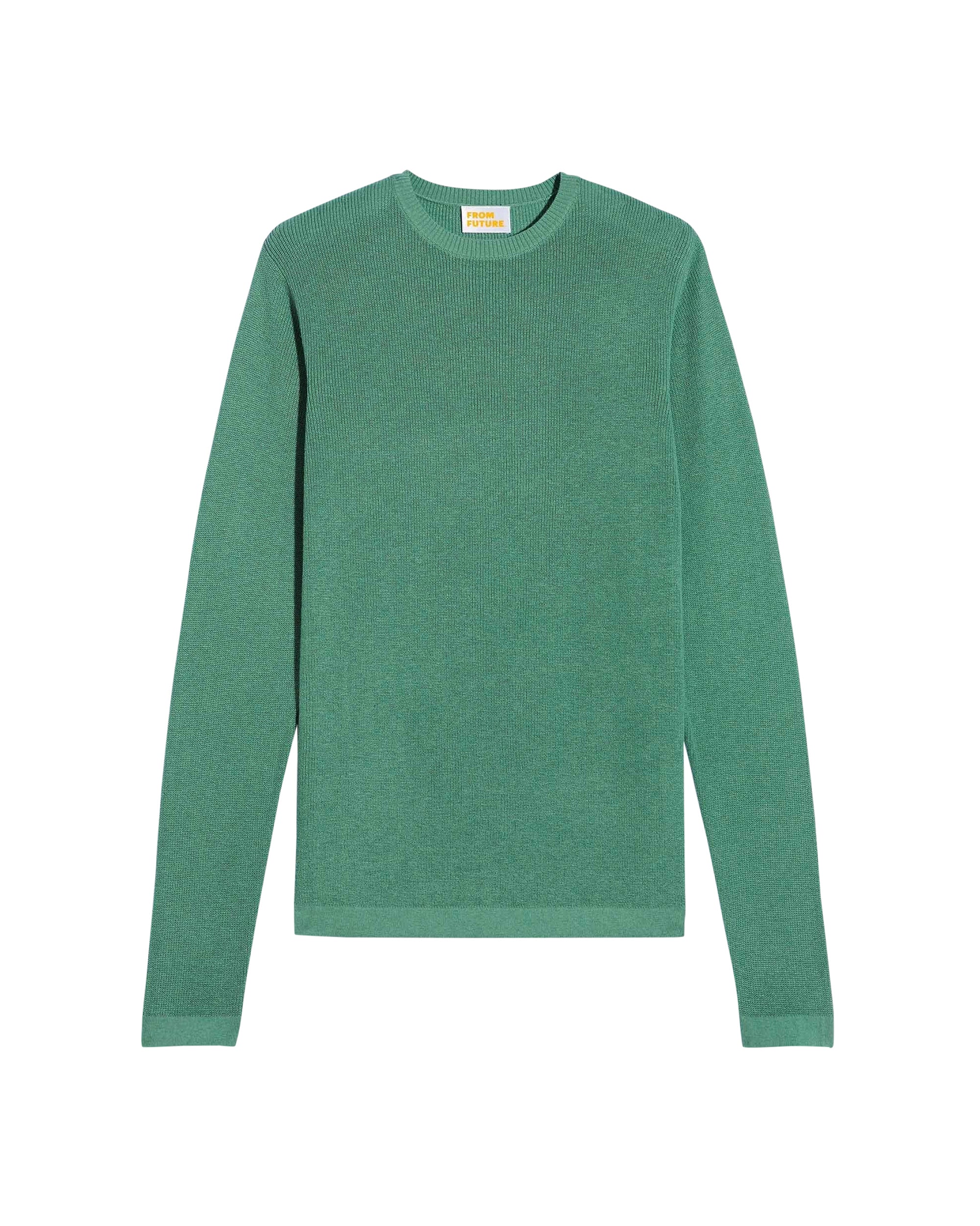 Pull à col rond et maille perlée - Frozen Green