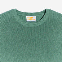 Pull à col rond et maille perlée - Frozen Green