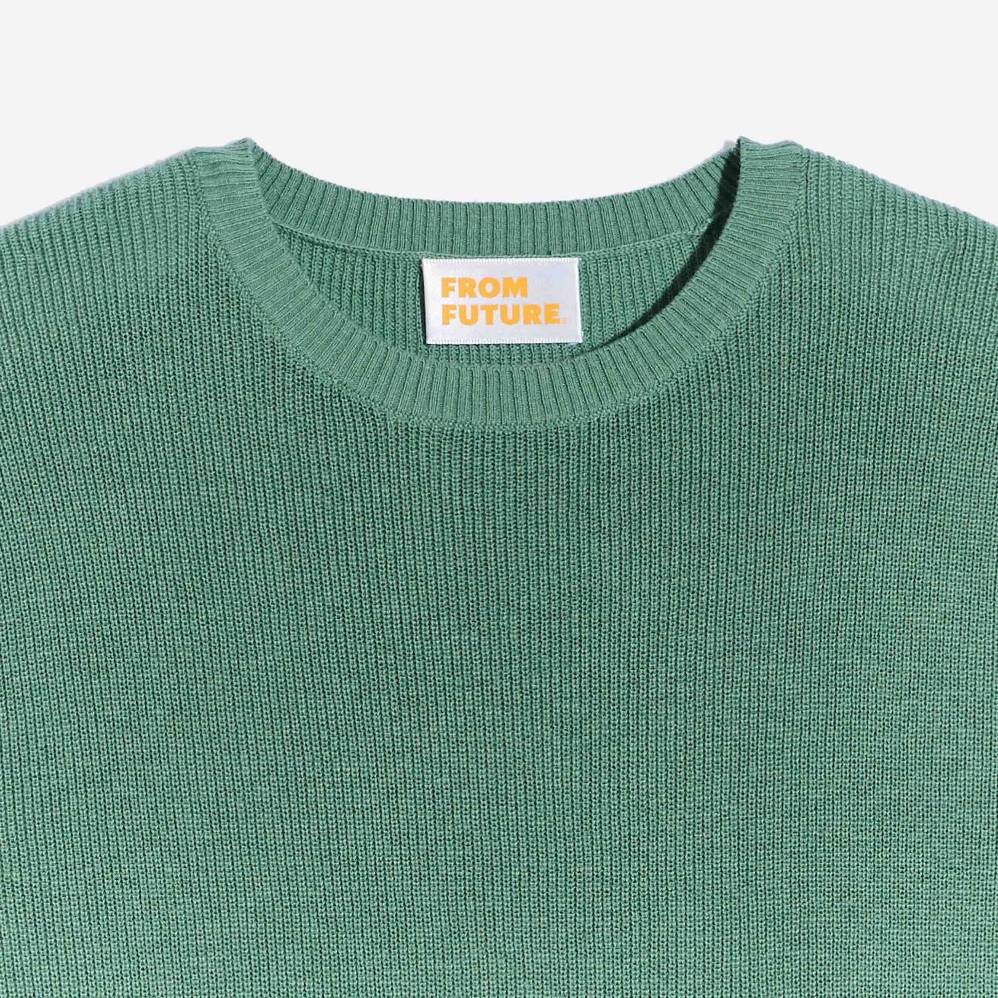 Pull à col rond et maille perlée - Frozen Green