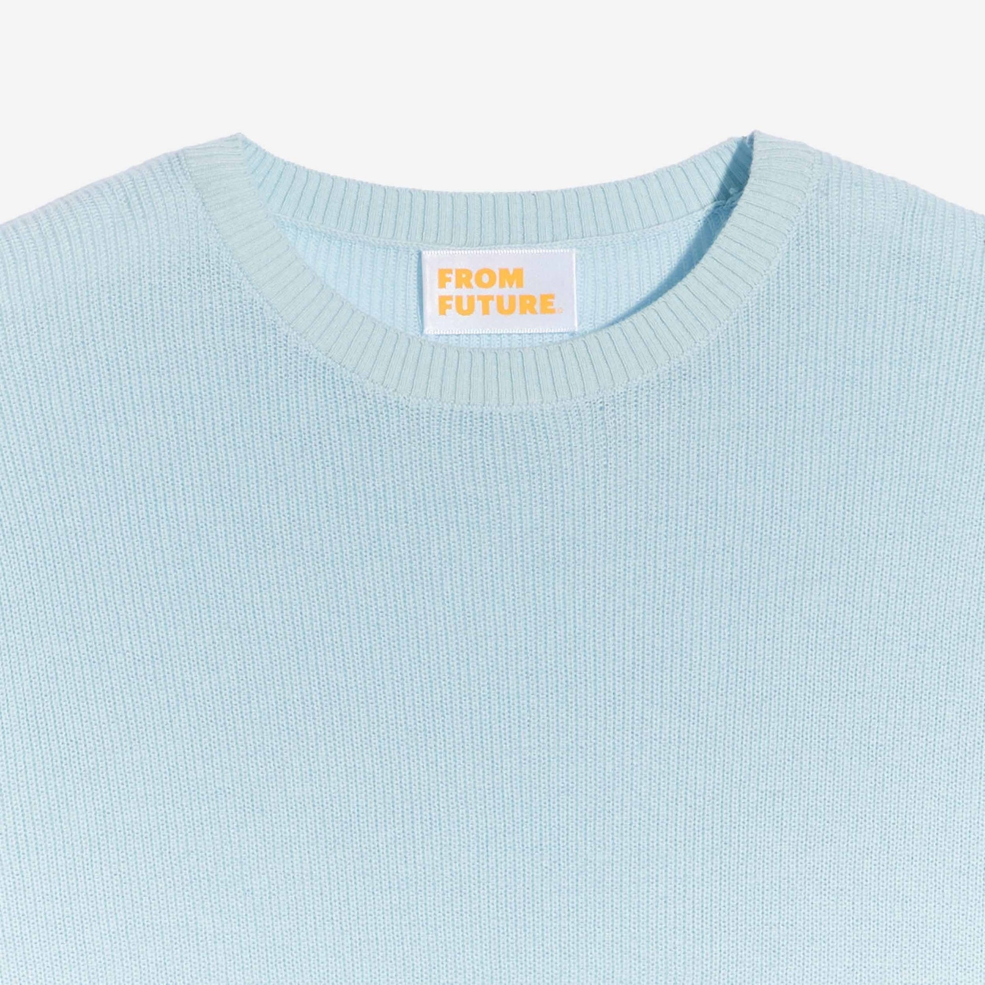 Pull à col rond et maille perlée - Pale Blue