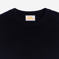 Pull à col rond et maille perlée - Navy
