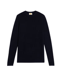 Pull à col rond et maille perlée - Navy