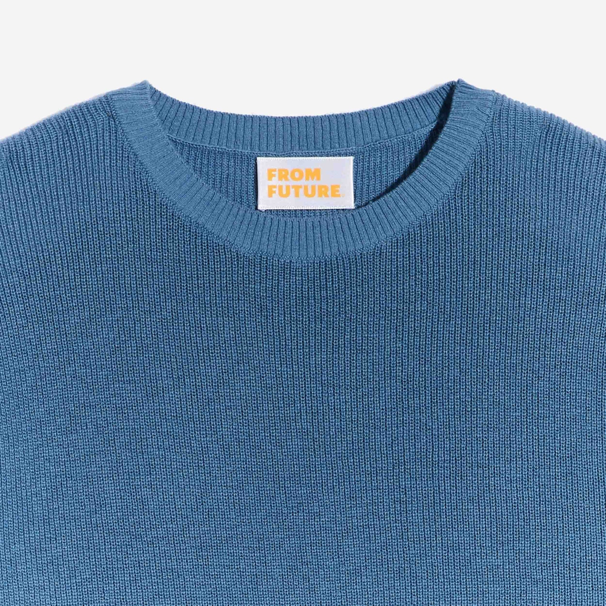 Pull à col rond et maille perlée - Pastel Blue