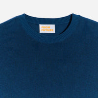 Pull à col rond et maille perlée - Petrol Blue