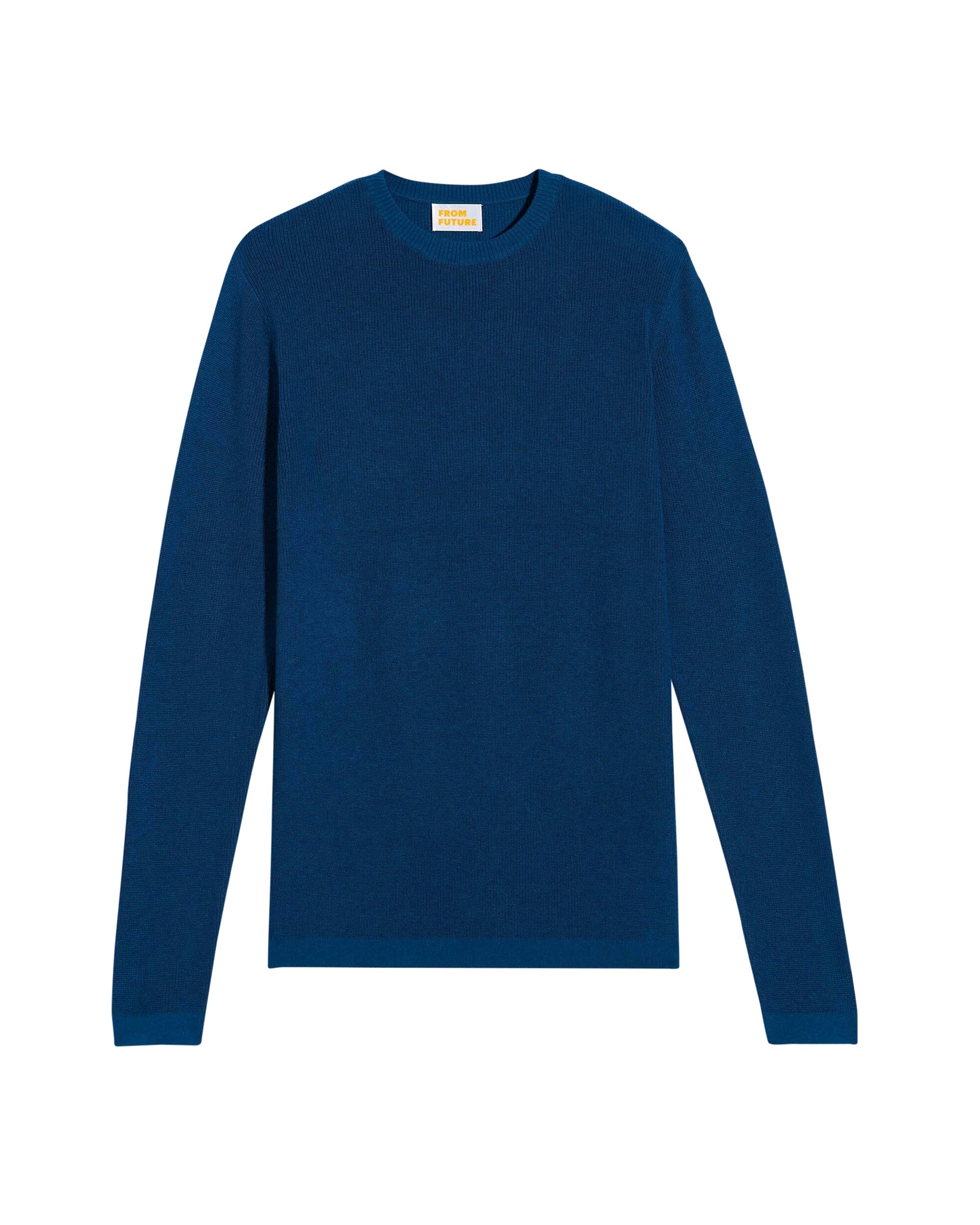 Pull à col rond et maille perlée - Petrol Blue