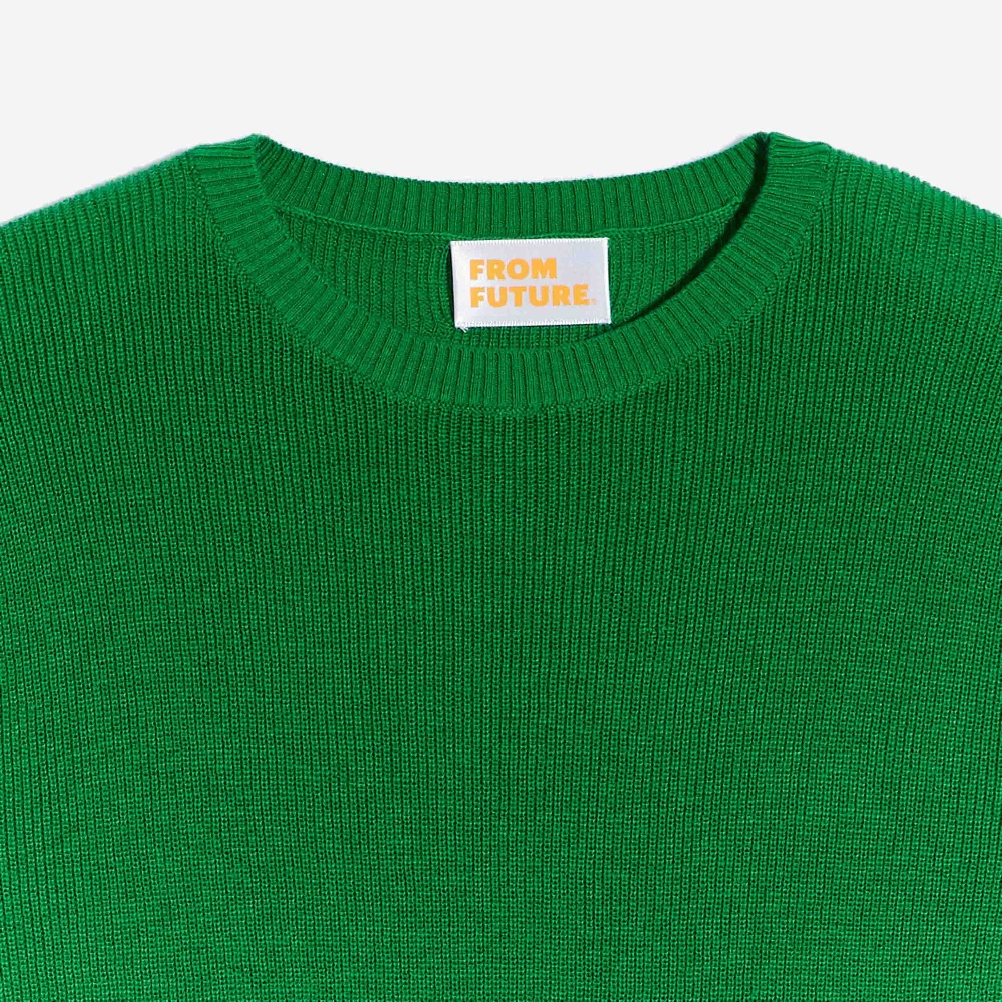 Pull à col rond et maille perlée - Summer Green