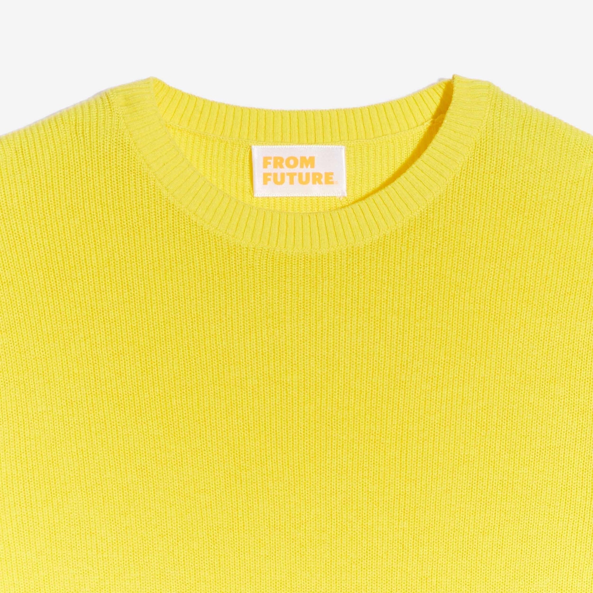 Pull à col rond et maille perlée - Summer Yellow