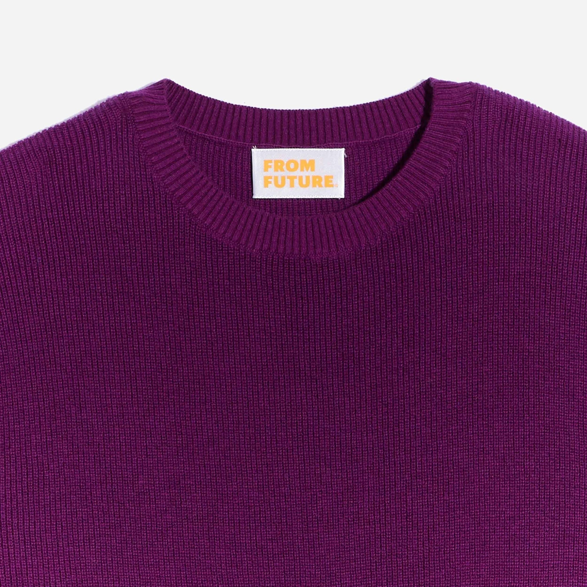 Pull à col rond et maille perlée - Purple