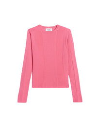 Pull à col rond à côtes en laine superfine - Bubble Gum